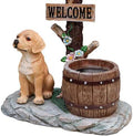 Schnauzer Dog Solar Planter Statue with LED Light, Outdoor Resin Garden Decor Weather Resistant