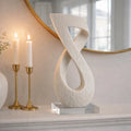 Modern Resin Quartz Twist Statue with Glass Base - 19" White