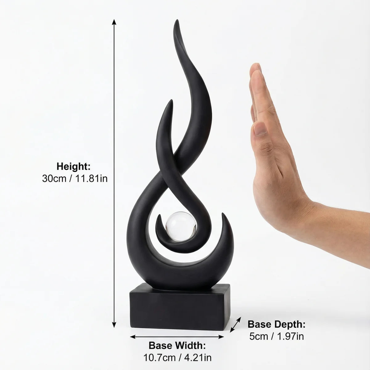 Black Decor Modern Flame Statue