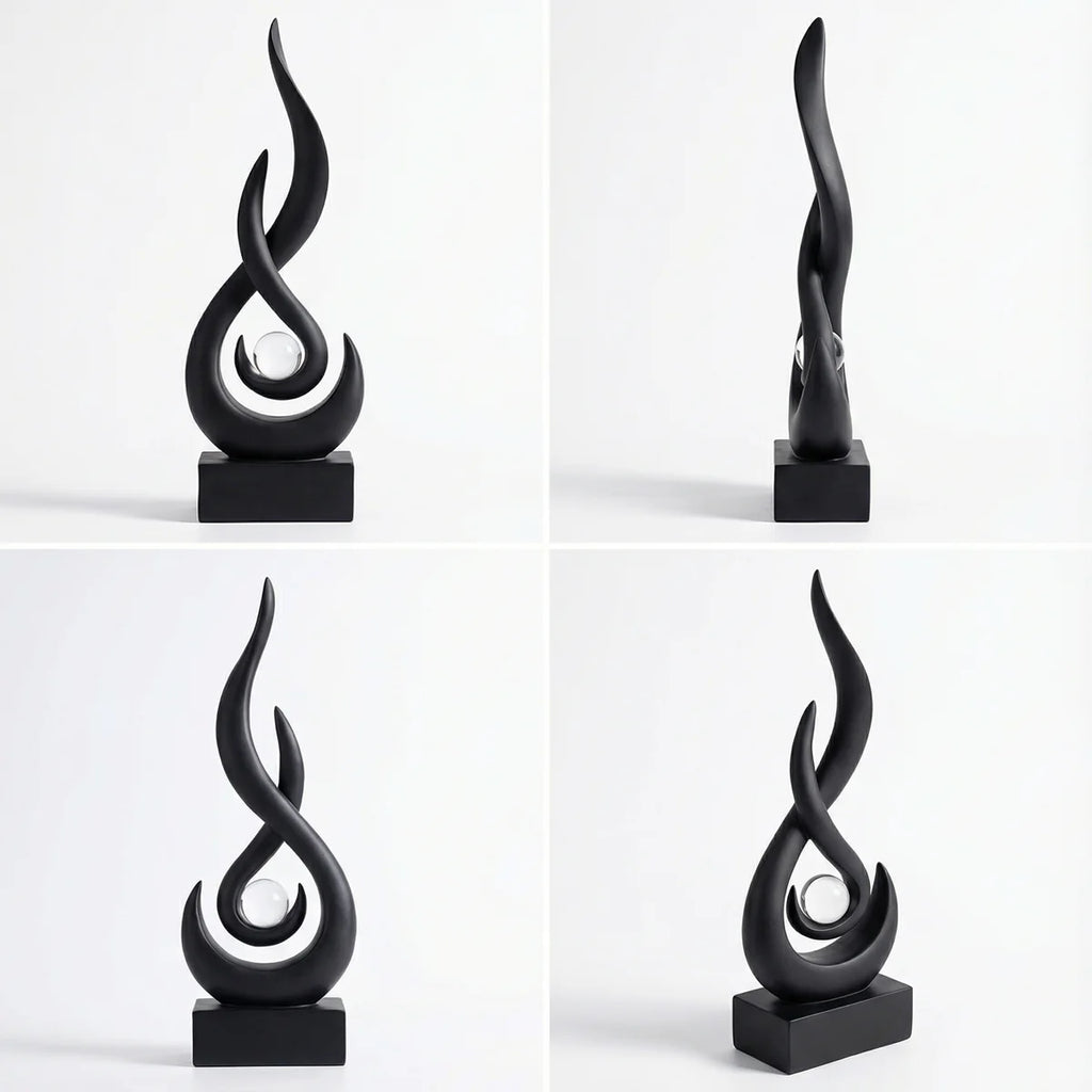 Black Decor Modern Flame Statue