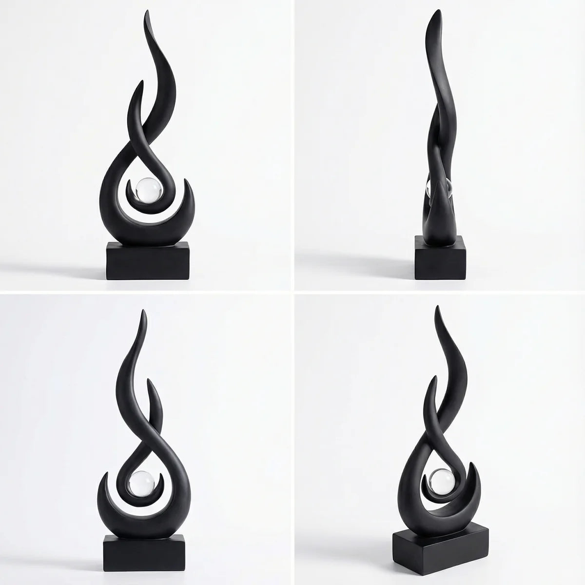 Black Decor Modern Flame Statue