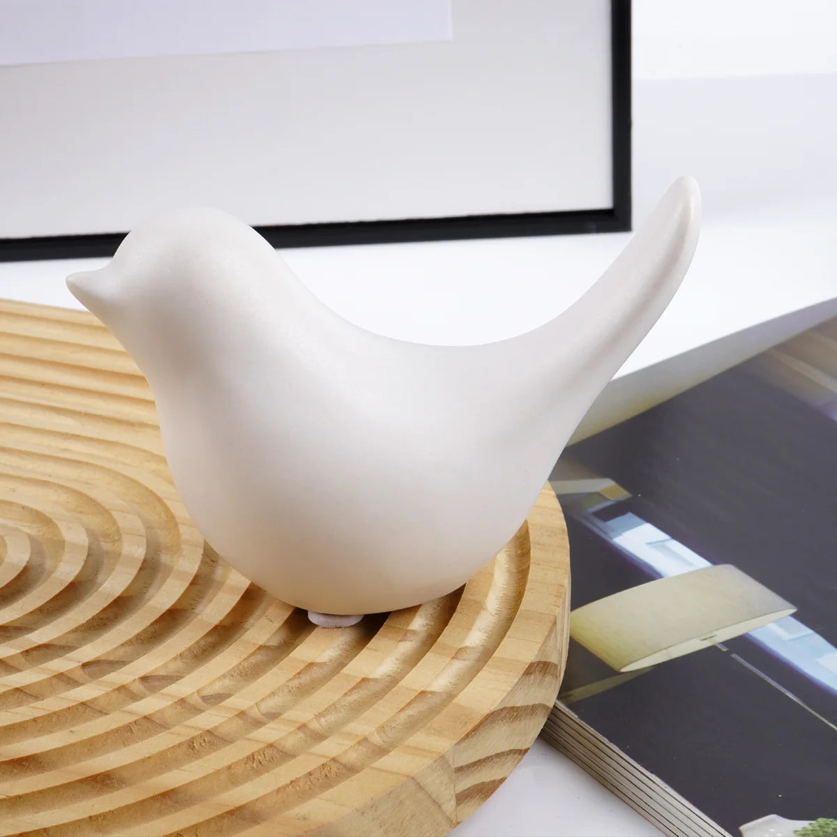 Small White Birds Statues Home Decor Modern Style Decorative Ornaments