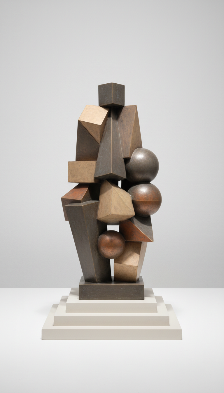 Bronze Geometric Figure Sculpture